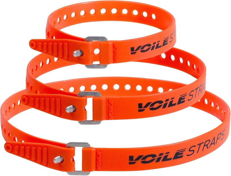 Straps® 3 Pack – Aluminum Buckle | 3-Pack of Heavy-Duty UV-Resistant Polyurethane Straps | 15", 20", and 25" | Outdoor, Bikepacking, Repairs – Made in USA (Orange)